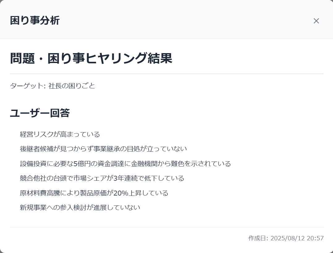 社長の課題分析結果